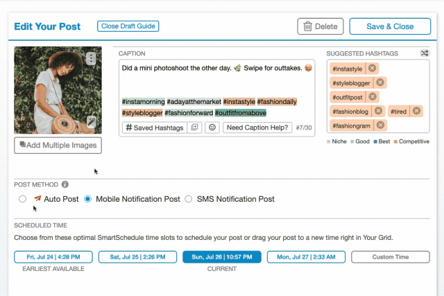 Schedule Instagram carousel posts with Tailwind App