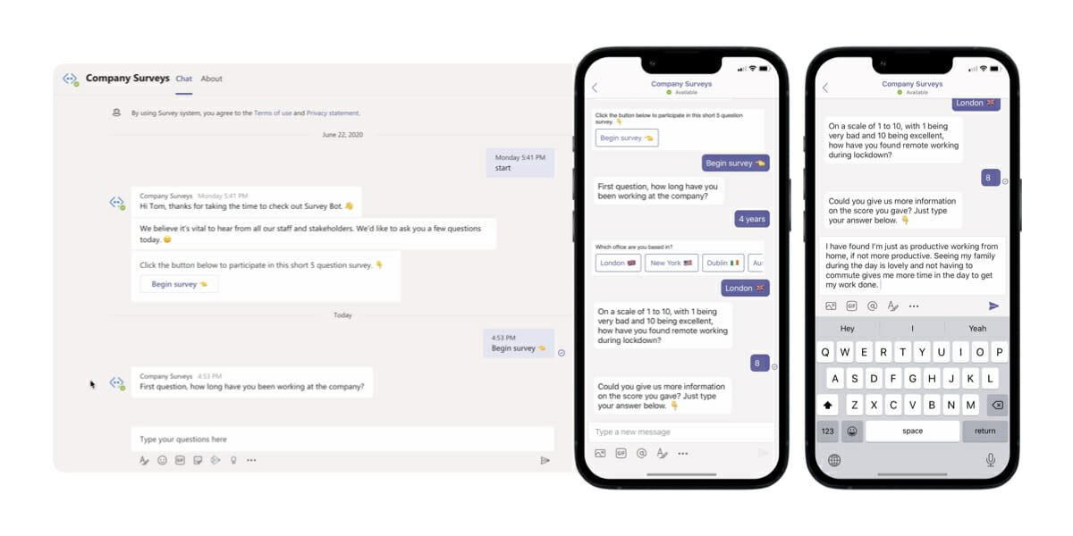 Send one-off pulse surveys or schedule regular check ins. Get feedback on anything you want - whether it’s an important company announcement, feedback on a company event or suggestions for how to improve the company. Gather insights from all staff or segment into specific departments, regions or roles.