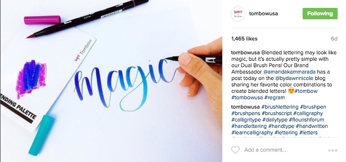 Tombow CTA in Instagram Post Description