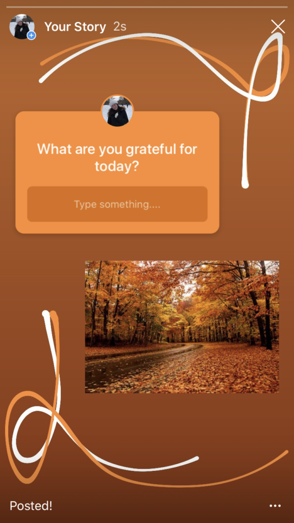 'What are you grateful for?' Instagram question box