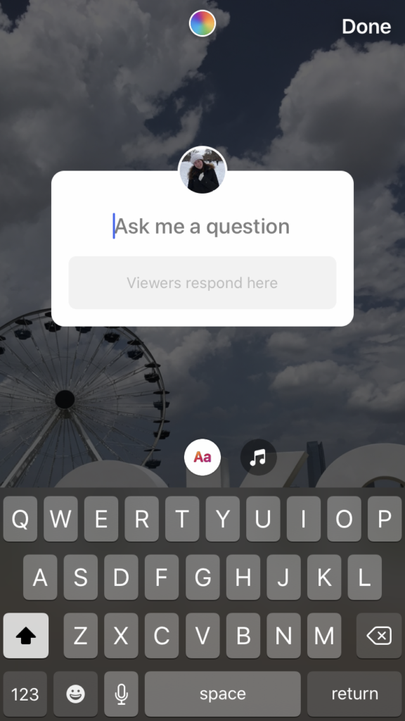 Screenshot of Instagram's "Ask Me A Question" sticker